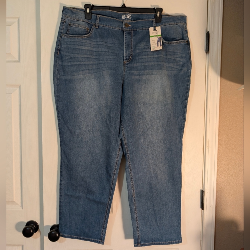 NWT Terra & Sky Women's Straight Leg Jeans Size 26W Petite